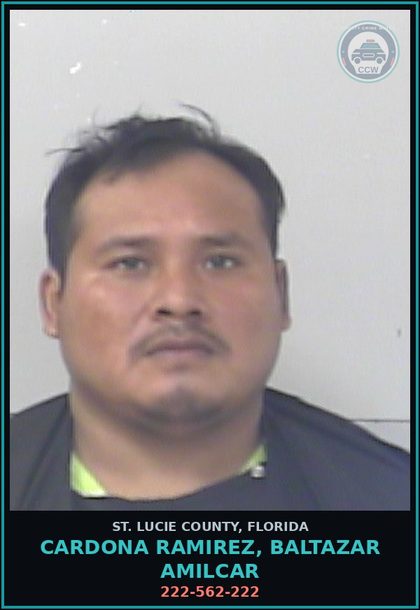 CCW arrest card for Cardona Ramirez, Baltazar Amilcar in St. Lucie County: 222-562-222
