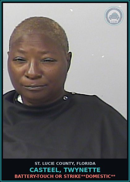 CCW arrest card for Casteel, Twynette in St. Lucie County: Battery-touch Or Strike**domestic**