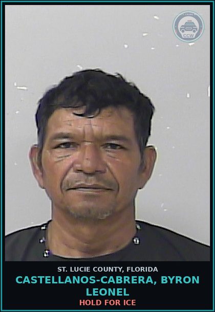 CCW arrest card for Castellanos-cabrera, Byron Leonel in St. Lucie County: Hold For Ice