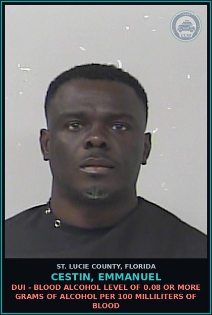 CCW arrest card for Cestin, Emmanuel in St. Lucie County: Resist Officer - Fleeing/attempting To Elude Law Enf Ofc; Marked Veh W/lights & Siren