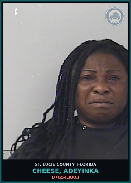 CCW arrest card for Cheese, Adeyinka in St. Lucie County: 076543003