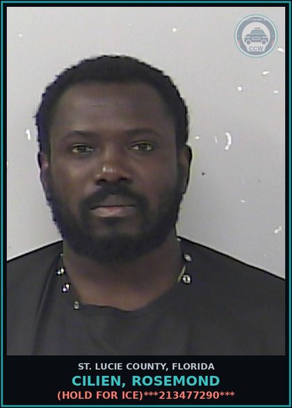 CCW arrest card for Cilien, Rosemond in St. Lucie County: (hold For Ice)***213477290***