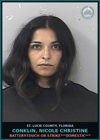 CCW arrest card for Conklin, Nicole Christine in St. Lucie County: Battery-touch Or Strike***domestic***