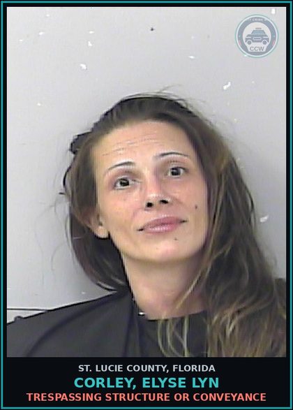 CCW arrest card for Corley, Elyse Lyn in St. Lucie County: Drugs-possess contr substance W/o Prescription