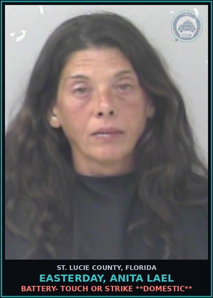 CCW arrest card for Easterday, Anita Lael in St. Lucie County: Battery- Touch Or Strike **domestic**