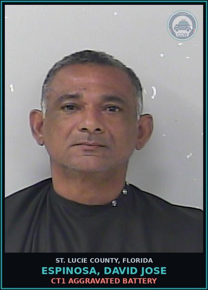 CCW arrest card for Espinosa, David Jose in St. Lucie County: Ct1 Aggravated Battery