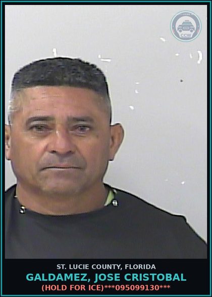 CCW arrest card for Galdamez, Jose Cristobal in St. Lucie County: (hold For Ice)***095099130***