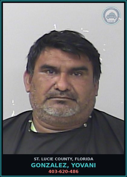 CCW arrest card for Gonzalez, Yovani in St. Lucie County: 403-620-486