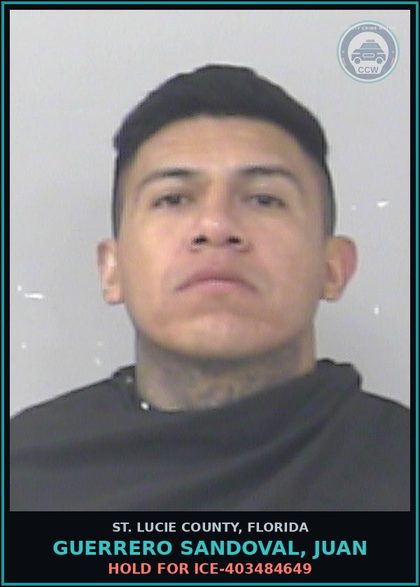 CCW arrest card for Guerrero Sandoval, Juan in St. Lucie County: Hold For Ice-403484649
