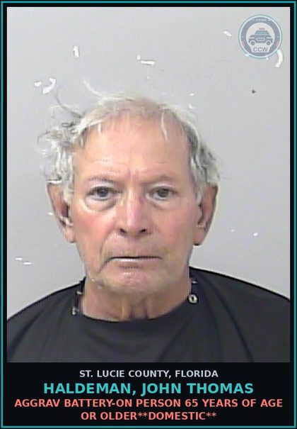 CCW arrest card for Haldeman, John Thomas in St. Lucie County: Aggrav Battery-on Person 65 Years Of Age Or Older**domestic**