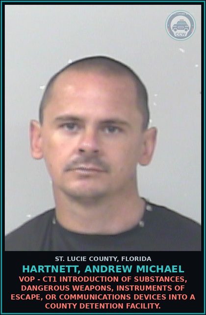 CCW arrest card for Hartnett, Andrew Michael in St. Lucie County: Order To Take Into Custody