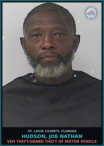 CCW arrest card for Hudson, Joe Nathan in St. Lucie County: Veh Theft-grand Theft Of Motor Vehicle