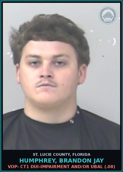 CCW arrest card for Humphrey, Brandon Jay in St. Lucie County: Readmit-ct1 Driving While License Revoked-habitual Traffic Offender