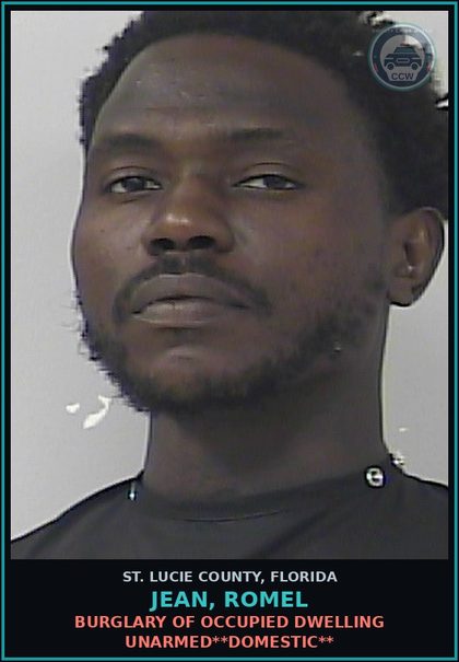 CCW arrest card for Jean, Romel in St. Lucie County: Burglary Of Occupied Dwelling Unarmed**domestic**