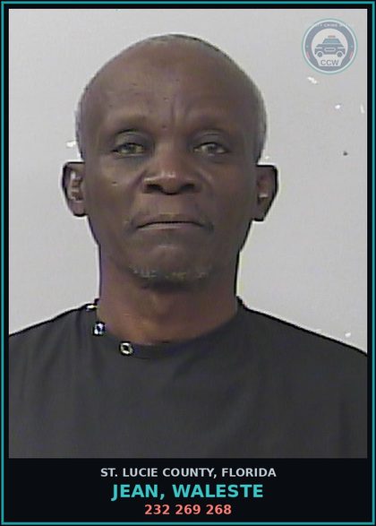 CCW arrest card for Jean, Waleste in St. Lucie County: 232 269 268