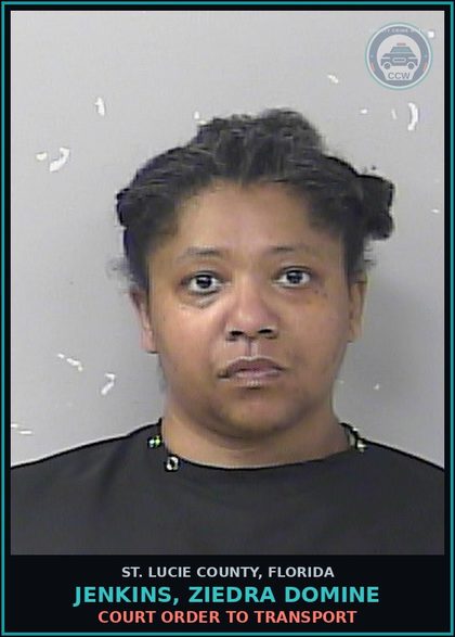 CCW arrest card for Jenkins, Ziedra Domine in St. Lucie County: Court Order To Transport