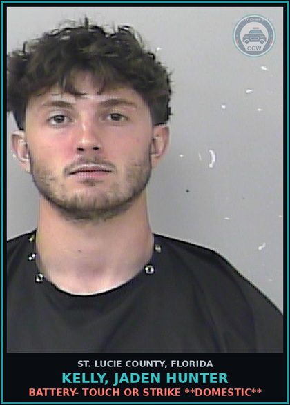 CCW arrest card for Kelly, Jaden Hunter in St. Lucie County: Battery- Touch Or Strike **domestic**