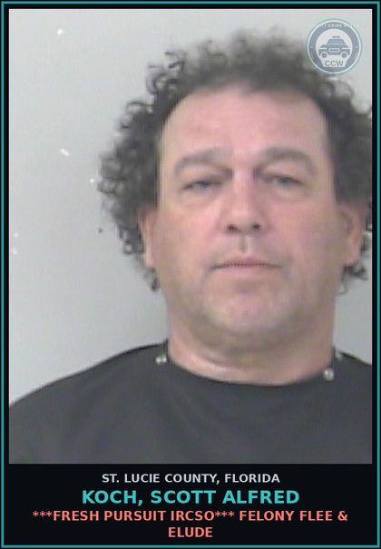 CCW arrest card for Koch, Scott Alfred in St. Lucie County: ***fresh Pursuit Ircso***dui-0.15 Or Higher Or W Person Under 18 In Vehicle