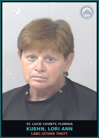 CCW arrest card for Kuehn, Lori Ann in St. Lucie County: Larc-other Theft
