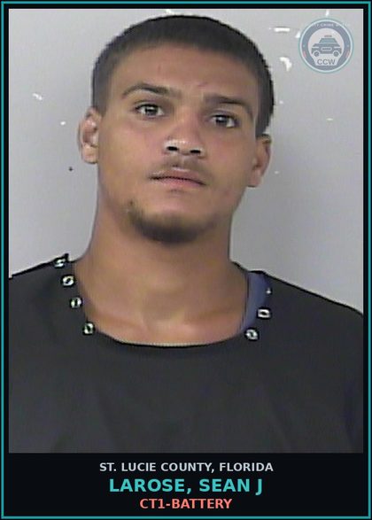 CCW arrest card for Larose, Sean J in St. Lucie County: Ct1-battery
