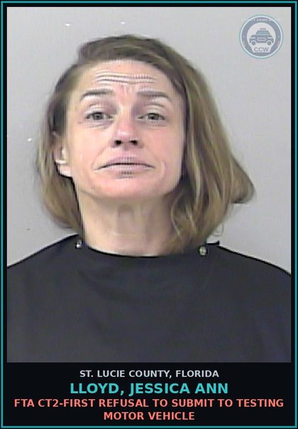 CCW arrest card for Lloyd, Jessica Ann in St. Lucie County: Fta Ct2-first Refusal To Submit To Testing Motor Vehicle