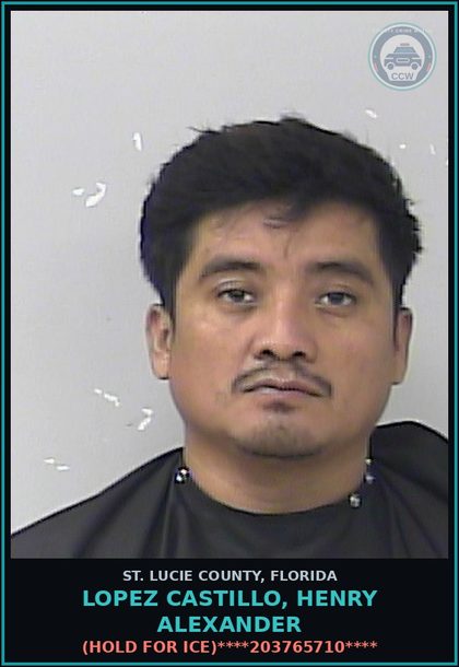 CCW arrest card for Lopez Castillo, Henry Alexander in St. Lucie County: (hold For Ice)****203765710****