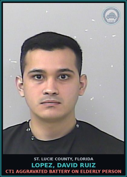 CCW arrest card for Lopez, David Ruiz in St. Lucie County: Ct1 Aggravated Battery On Elderly Person