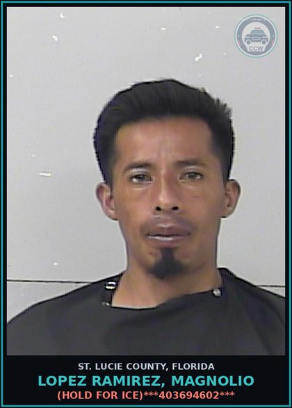 CCW arrest card for Lopez Ramirez, Magnolio in St. Lucie County: (hold For Ice)***403694602***
