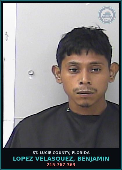CCW arrest card for Lopez Velasquez, Benjamin in St. Lucie County: 215-767-363
