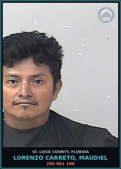 CCW arrest card for Lorenzo Carreto, Maudiel in St. Lucie County: 245 961 190