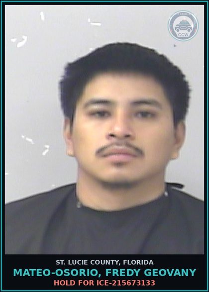 CCW arrest card for Mateo-osorio, Fredy Geovany in St. Lucie County: Hold For Ice-215673133
