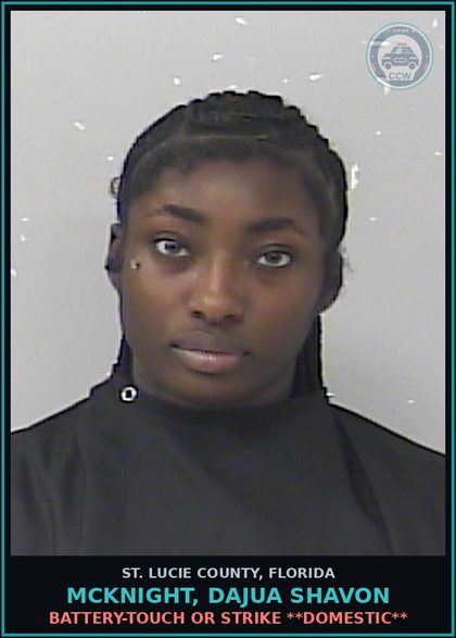 CCW arrest card for Mcknight, Dajua Shavon in St. Lucie County: Battery-touch Or Strike **domestic**