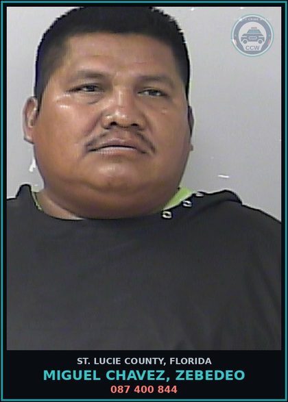 CCW arrest card for Miguel Chavez, Zebedeo in St. Lucie County: 087 400 844