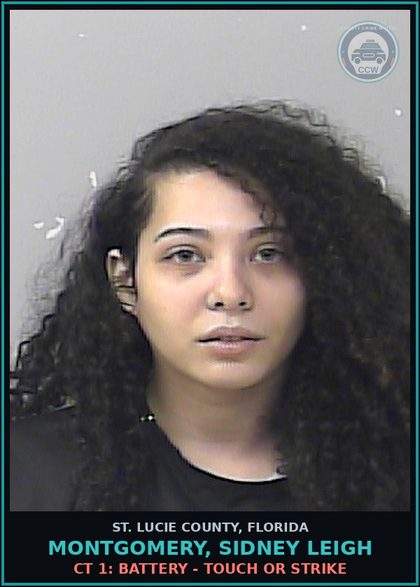 CCW arrest card for Montgomery, Sidney Leigh in St. Lucie County: Ct 1: Battery - Touch Or Strike