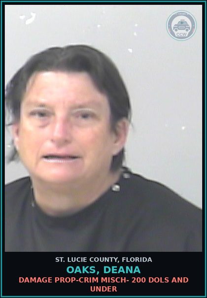 CCW arrest card for Oaks, Deana in St. Lucie County: Damage Prop-crim Misch- 200 Dols And Under