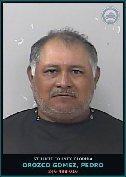 CCW arrest card for Orozco Gomez, Pedro in St. Lucie County: 246-498-016