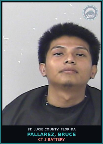 CCW arrest card for Pallarez, Bruce in St. Lucie County: Ct 3 Battery