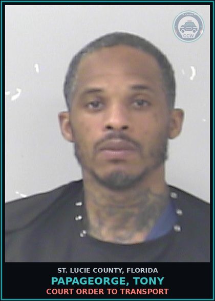 CCW arrest card for Papageorge, Tony in St. Lucie County: Court Order To Transport