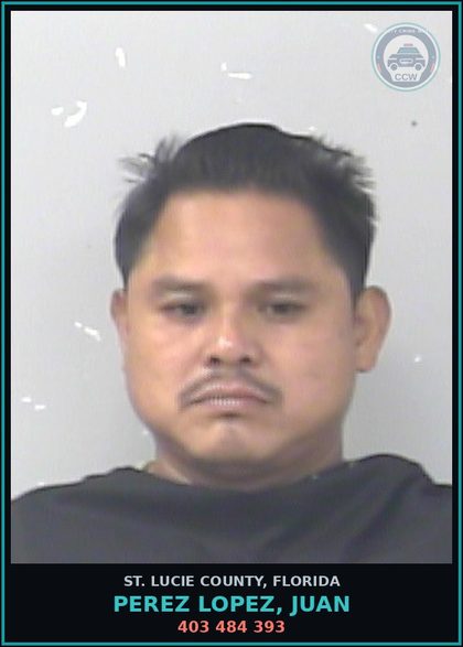CCW arrest card for Perez Lopez, Juan in St. Lucie County: 403 484 393