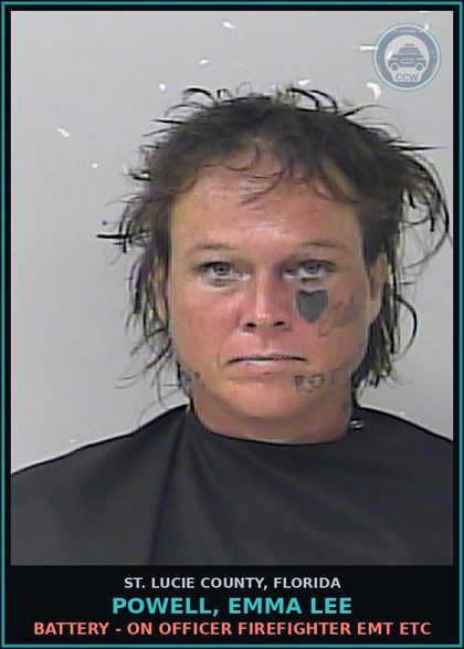 CCW arrest card for Powell, Emma Lee in St. Lucie County: Battery - On Officer Firefighter Emt Etc