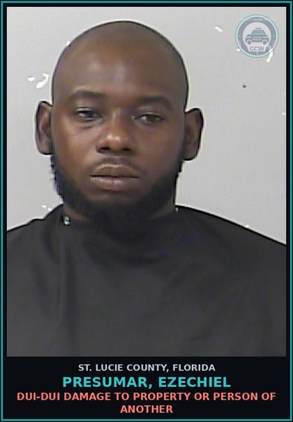 CCW arrest card for Presumar, Ezechiel in St. Lucie County: Dui-dui Damage To Property Or Person Of Another