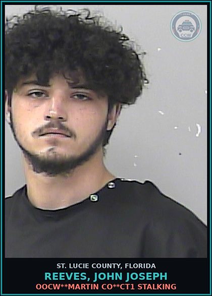 CCW arrest card for Reeves, John Joseph in St. Lucie County: Oocw**martin Co**ct1 Stalking
