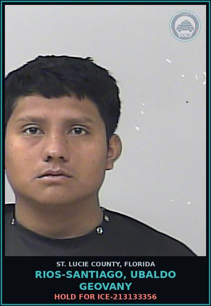 CCW arrest card for Rios-santiago, Ubaldo Geovany in St. Lucie County: Hold For Ice-213133356