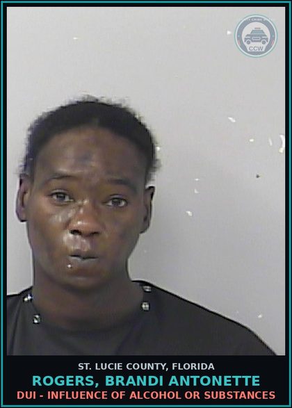 CCW arrest card for Rogers, Brandi Antonette in St. Lucie County: Dui - Influence Of Alcohol Or Drugs
