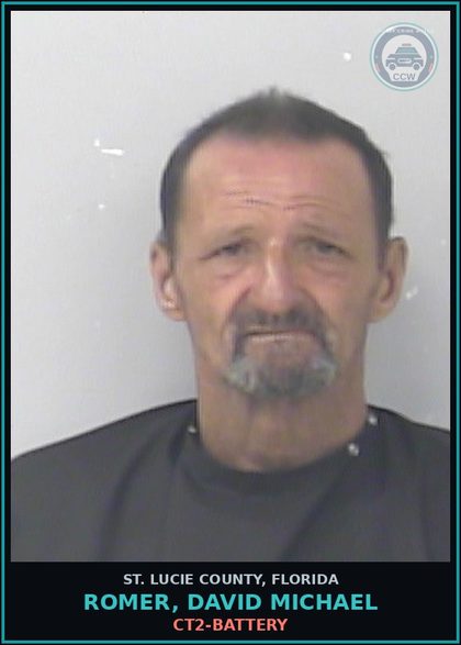 CCW arrest card for Romer, David Michael in St. Lucie County: Ct2-battery