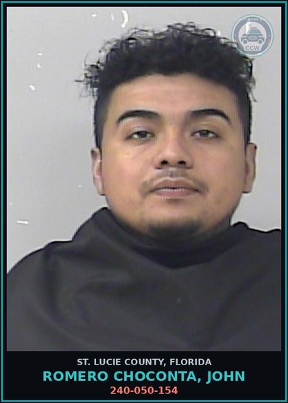 CCW arrest card for Romero Choconta, John in St. Lucie County: 240-050-154