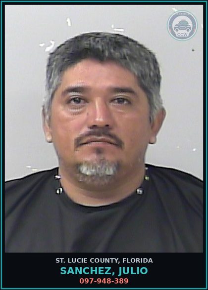 CCW arrest card for Sanchez, Julio in St. Lucie County: 097-948-389