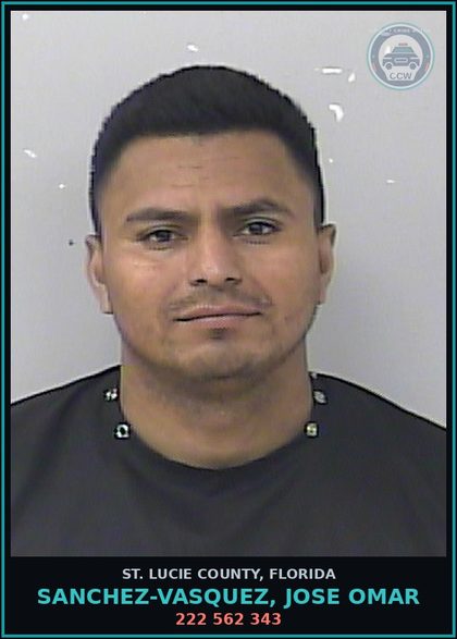 CCW arrest card for Sanchez-vasquez, Jose Omar in St. Lucie County: 222 562 343