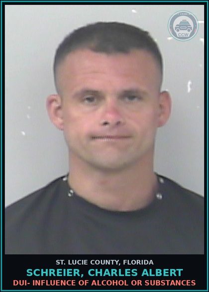 CCW arrest card for Schreier, Charles Albert in St. Lucie County: Dui- Influence Of Alcohol Or Drugs