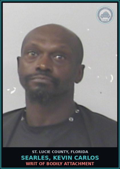 CCW arrest card for Searles, Kevin Carlos in St. Lucie County: Writ Of Bodily Attachment